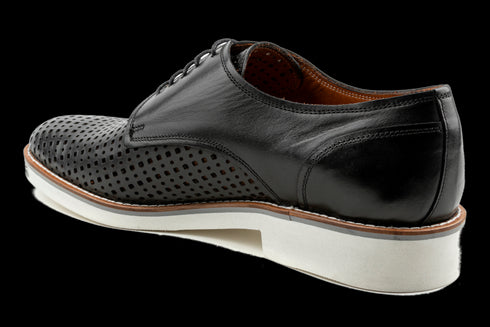 Derby Dress Sneakers with Perforated And Plain Design